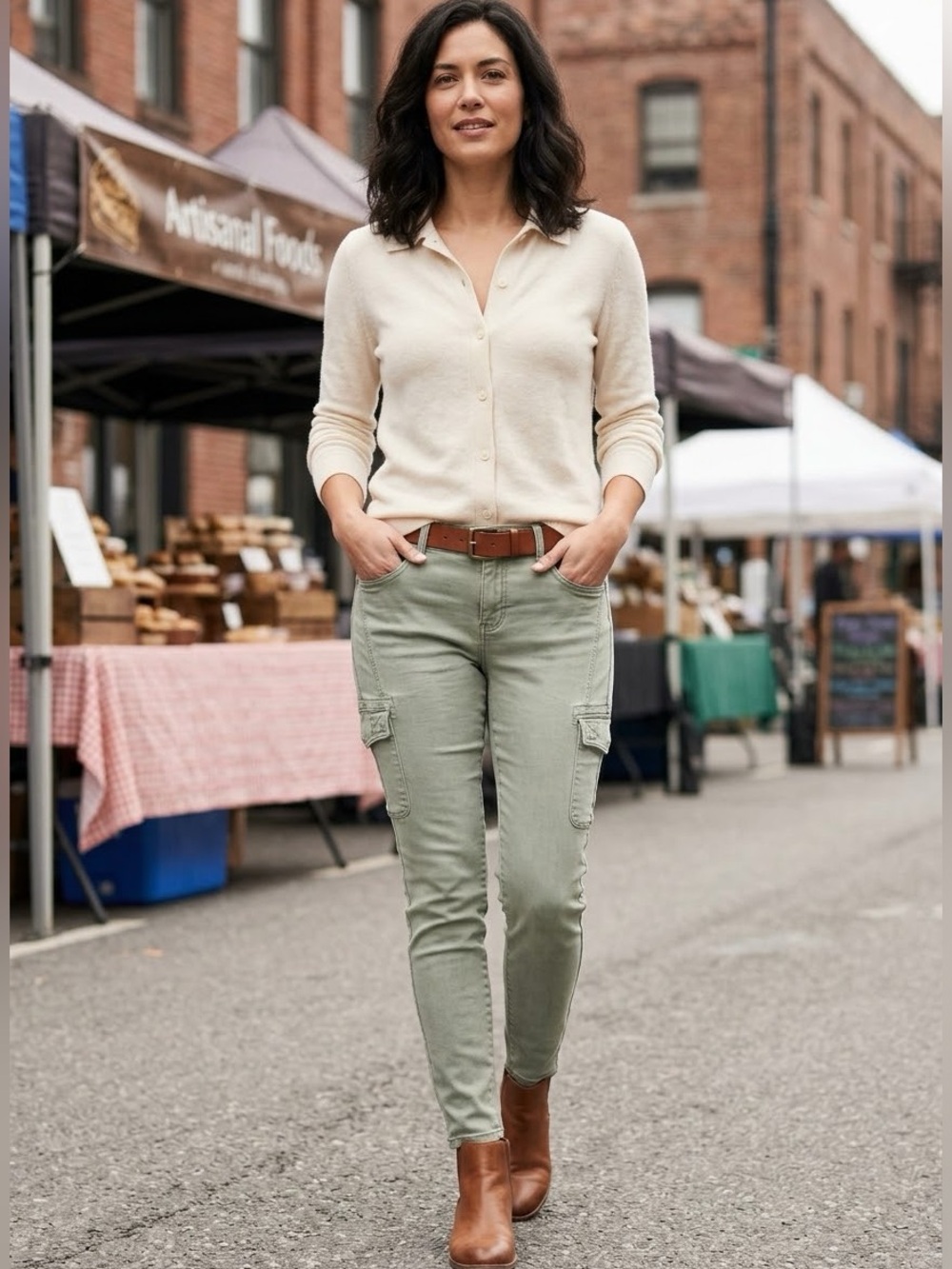 CAbi Green Cargo Utility Pants (V)